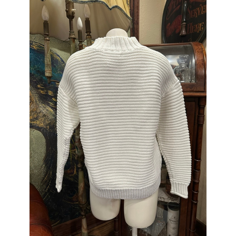 Lucky Brand White Mock Neck Knit Sweater Large - Picture 3 of 8